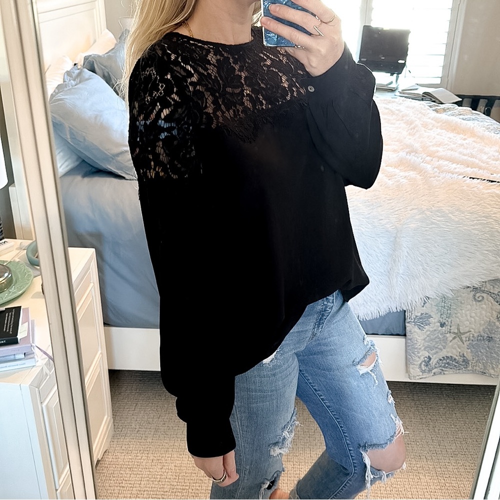 LULU’S | Picture This Black Long Sleeve Lace Top - Picture 7 of 13